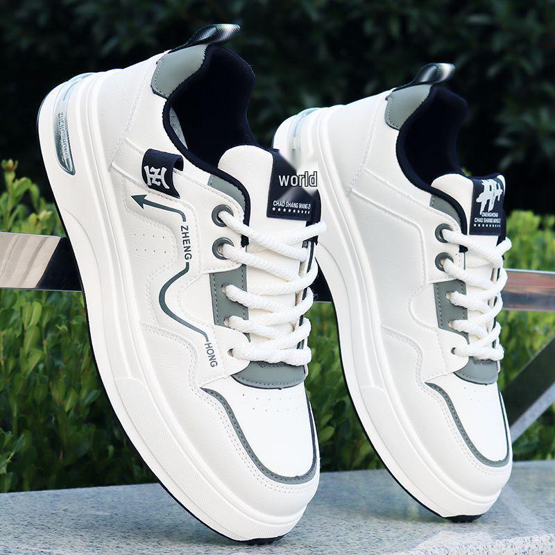 

Men s White Canvas Shoes - Trendy, Versatile, Sporty, Casual, with Height-Boosting Thick Sole; Lightweight for Teens. 38