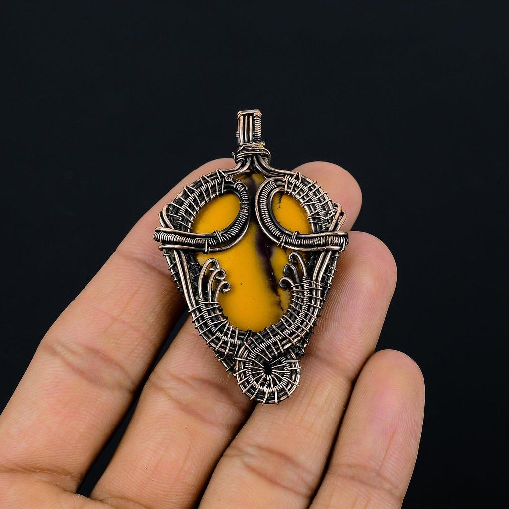 Mookait 999 Kupferdraht umwickelter Anhänger Handgefertigter Edelsteinschmuck, Geschenke für Ehefrau Brandneuer Anhänger