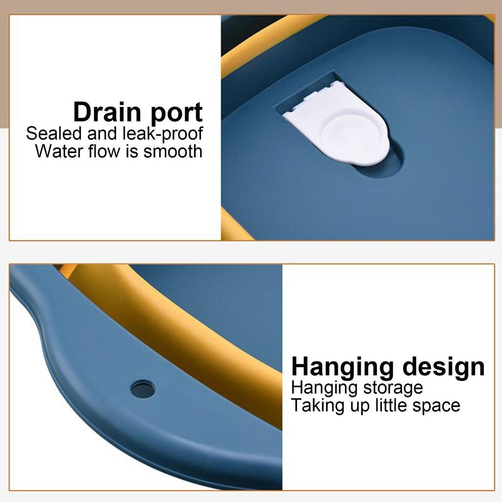 Foldable Cleaning Bucket Portable Foldable Dish Pan With Drain Plug Household Cleaning Tools For Kitchen Bowl Vegetable