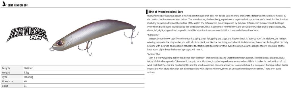 OSP Bent Minnow 86F Plovoucí nástraha střevle T-23 (4376)