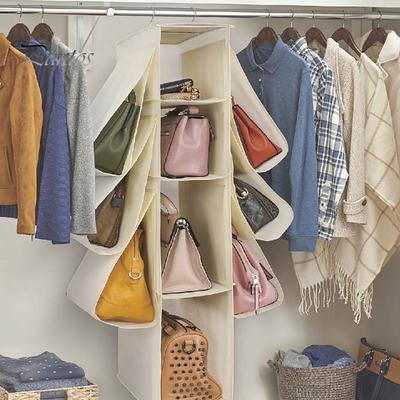 Handbag Hanging Organizer Space Saving 10 Compartments with Heavy Duty Hook Wardrobe Closet Storage Hanger Organizer
