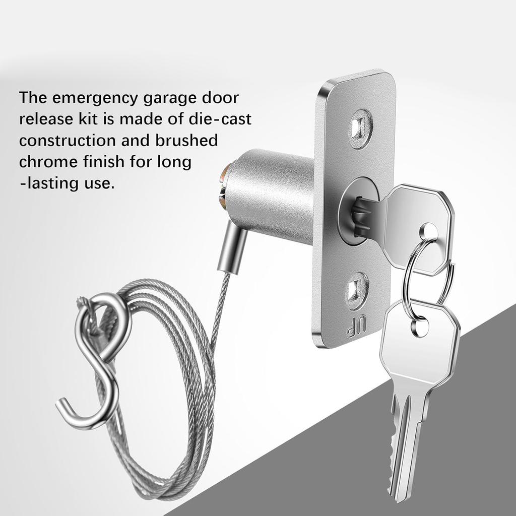Emergency Garage Door Manual Release Lock Universal Compatibility Stainless Steel Construction No Drilling Required