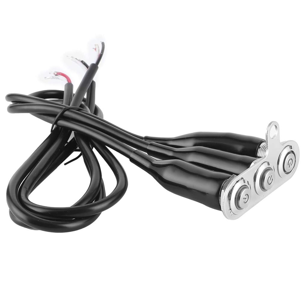 Motorcycle Handlebar Switch 12V Stainless Steel Motorcycle Handlebar Fog Light Switch Button LED Modification Bracket Control Push Button(Three