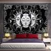Bohemia Mandala Tapestry Sun and Moon Tapestry Wall Hanging Tarot Hippie Wall Rugs Room Dorm Decor Blanket Black and White Color