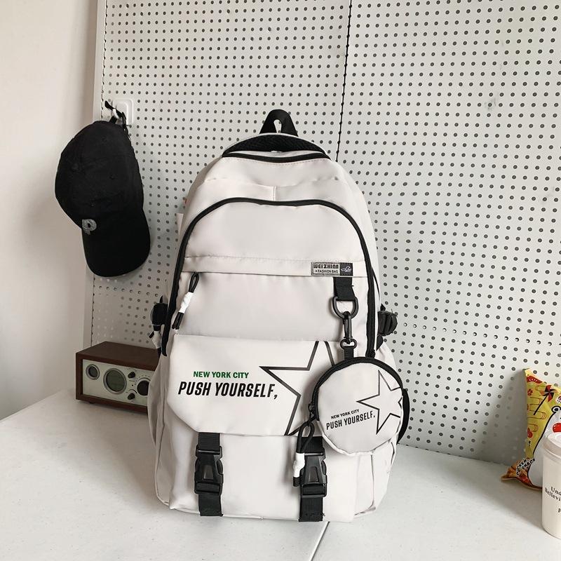 Schoolbag Japanese ins Tooling Style School Bag Male Large Capacity Junior High School Student Backpack Cool College Student Couple Backpack