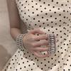 Elastisches Breites Armreif Doppelreihiges Manschettenarmband Trendige Strassarmbänder Für Frauen
