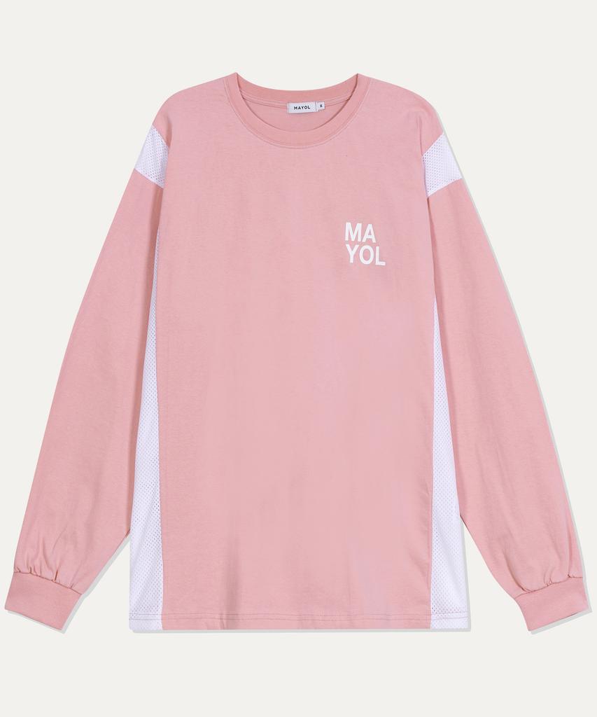 MAYOL Logo Mesh Long Sleeve T-Shirt_Pink