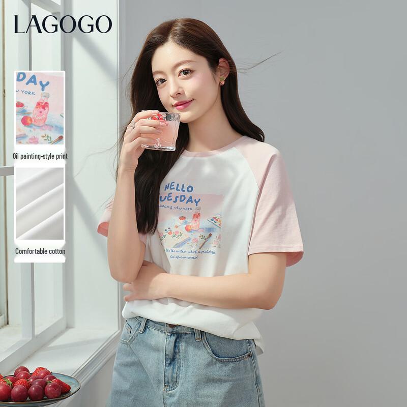 LAGOGO Women s Oil Painting Print Raglan Sleeve T-Shirt XL