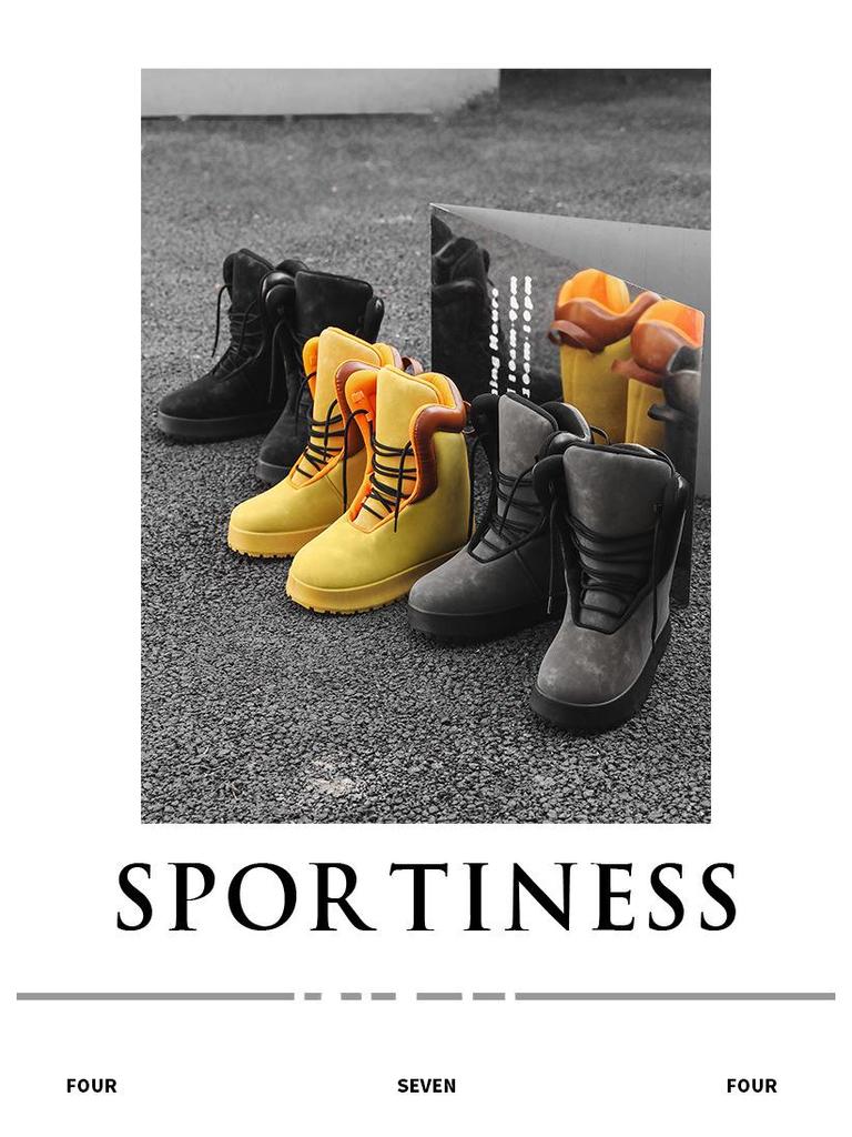Mocassini Invernali Caldi in Velluto High-Top da Uomo - Giallo Casual Trendy Calzature da Lavoro Stivali in Cotone