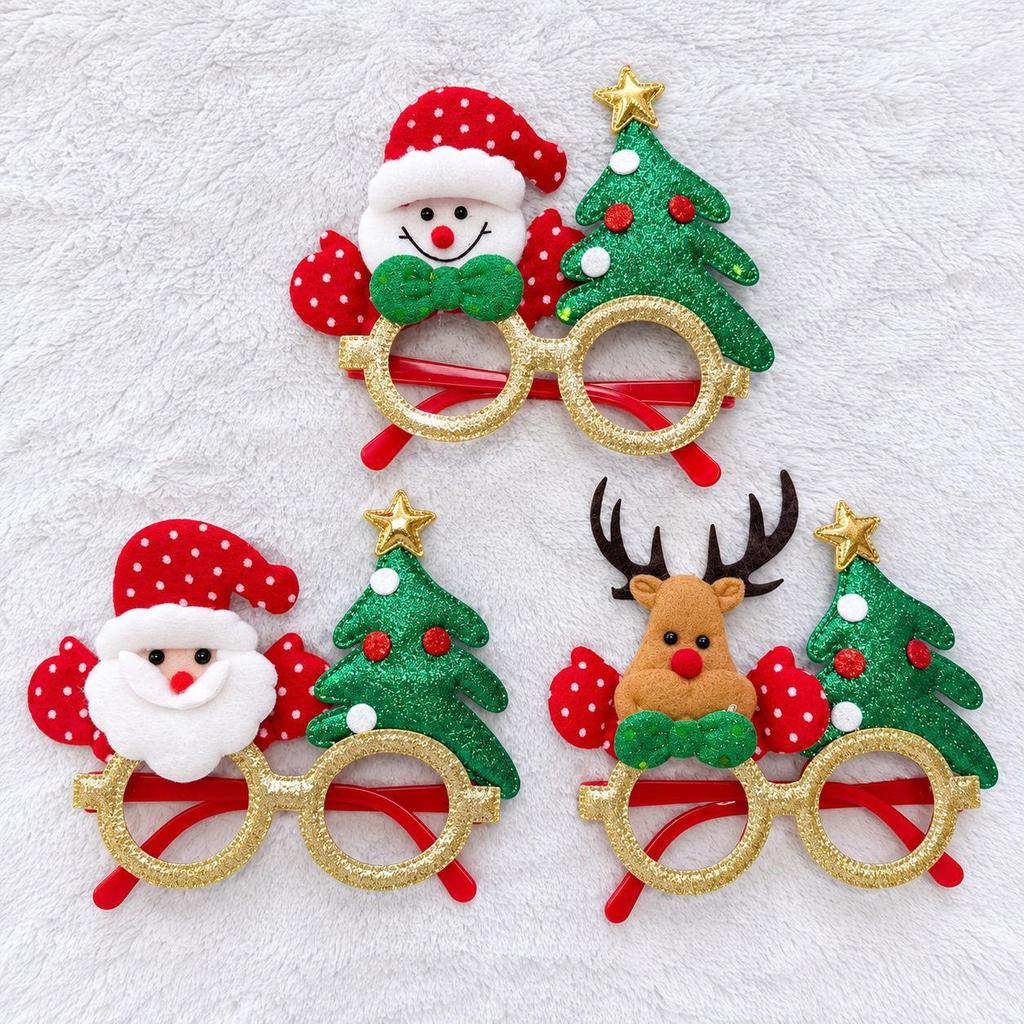 Christmas Plastic Glasses Frame, Merry Xmas Party Costume Eyeglasses, Funny Photo Booth Props, Christmas Decorations for Adults and Kids