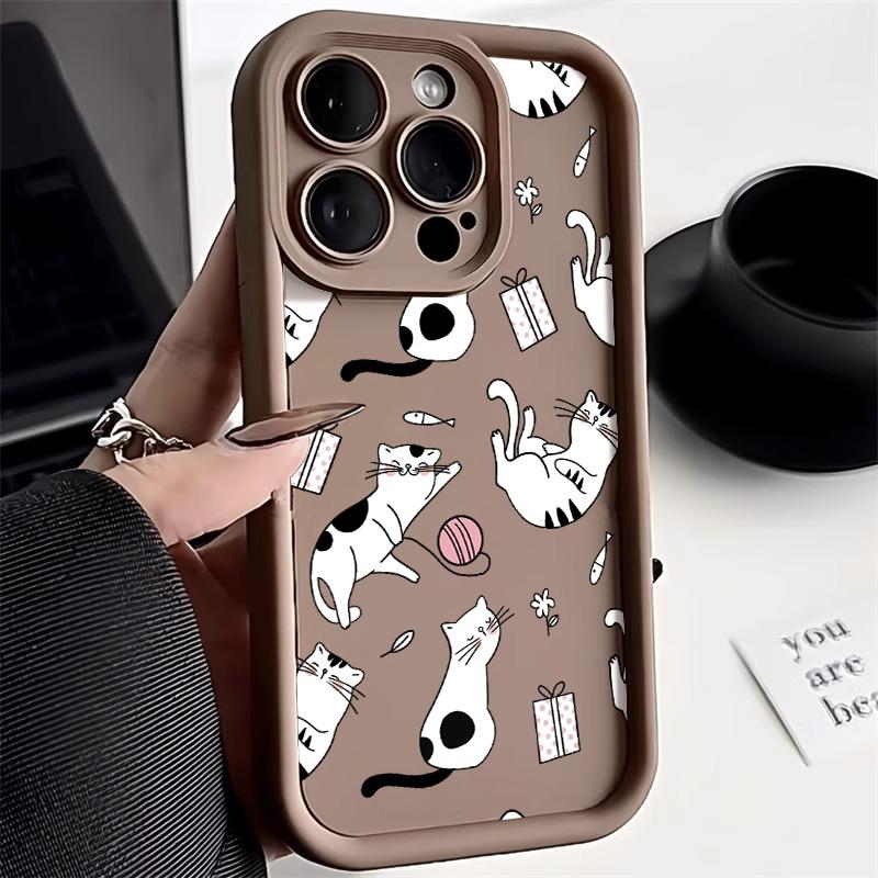 Silicone Cat Animal Phone Case For iPhone 11 13 15 16 Pro Max 14 12 XS X XR 7 8 Plus SE 14promax 15promax Shockproof Funda Cover