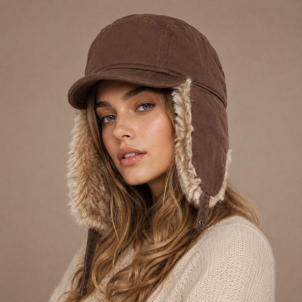 Windproof Lei Feng Hat Plush Earflap Ski Headwear Retro Style Ski Pilot Cap For Men and Women