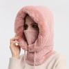 Vinter varm fuzzy lue tykk ensfarget balaclava plysj foret kaldsikker utendørs ski luer Beanies for kvinner