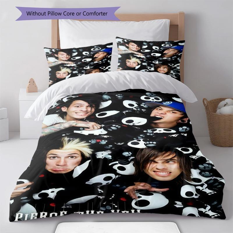 Pierce The Veil Rock Band Skull Print 3 Pieces Duvet Cover Set Music Fan Bedding Set Bedroom Home Decor Without Pillow Core Comforter