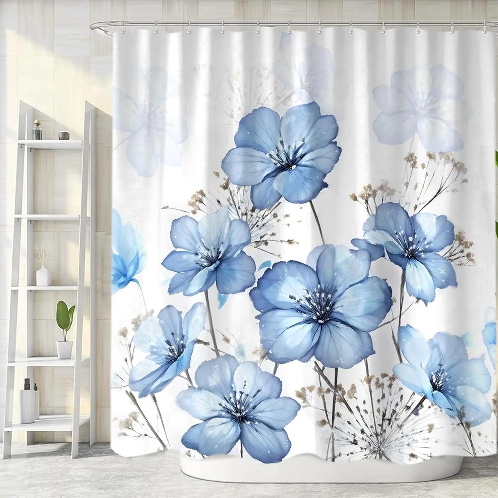 Watercolor Floral Shower Curtain Modern Home Bathroom Decorative Fabric Waterproof Shower Curtain 90x180cm