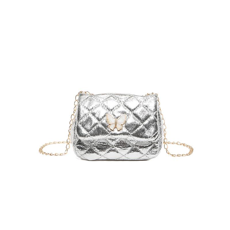 

Chain mini rhombus small square bag women s 2024 summer new fashion shoulder bag butterfly texture messenger bag срібний