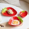 Creative Cartoon Strawberry Shaped Ceramic Salad Bowl Soup Bowls Family Fruit Snack Plate Kitchen Utensils Accessories Tableware