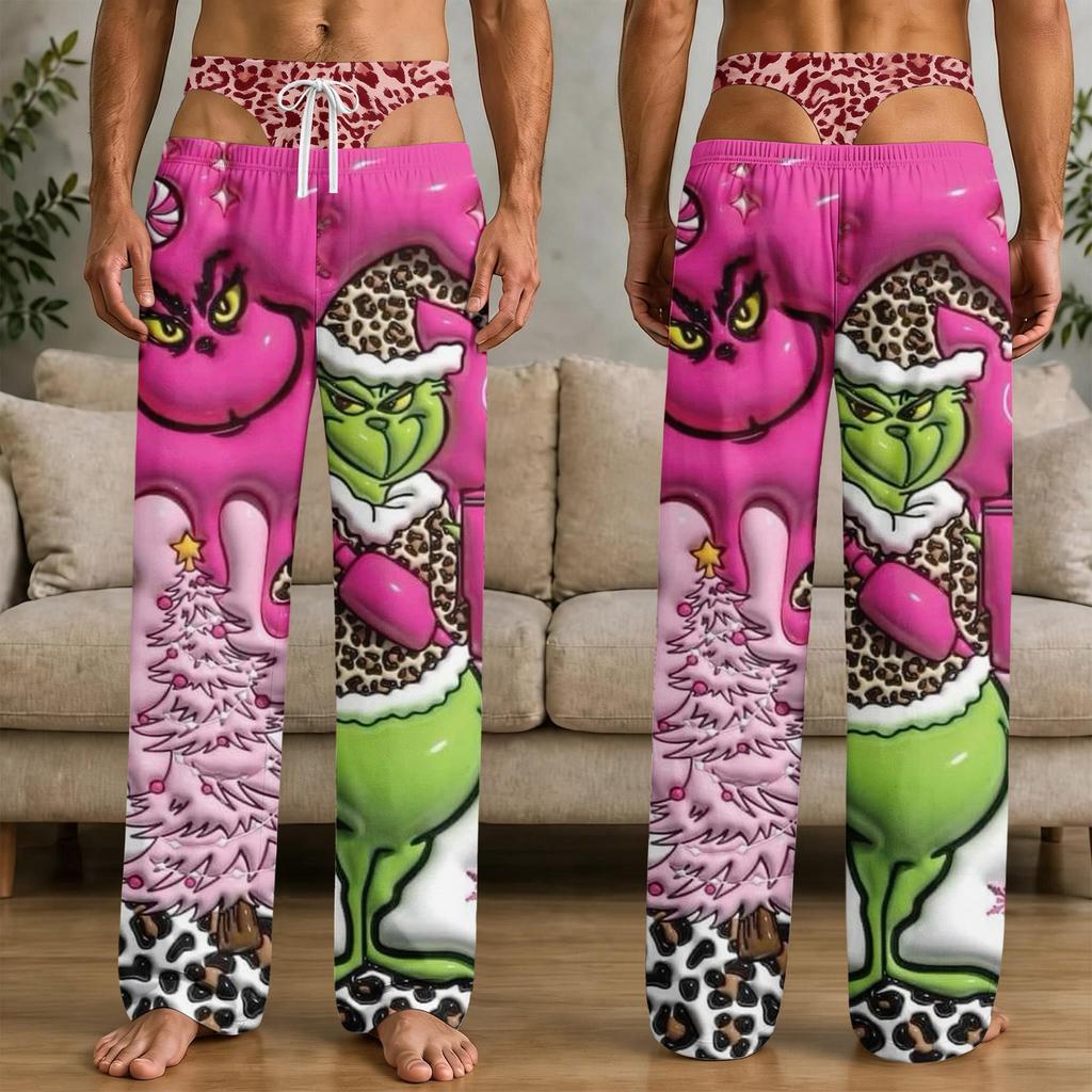 Men's Funny Christmas Print Pants with Pockets Casual Sleep Pants for Home
