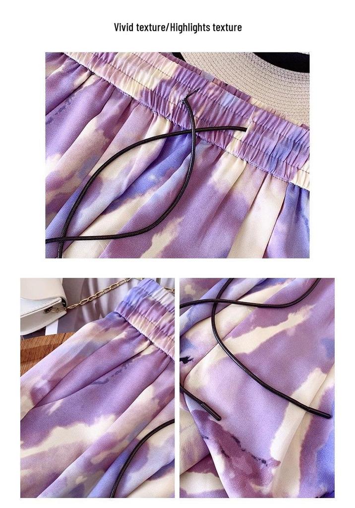 Plus Size Women's Summer Ice Silk Wide-Leg Pants: High Waist, Slimming, Cool & Casual.
