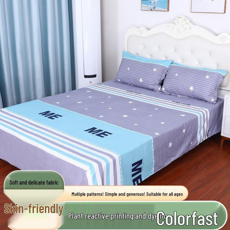 Cotton Dormitory Bedding Set: 3-Piece Quilt Cover and Single Sheet for Student Single Bed.