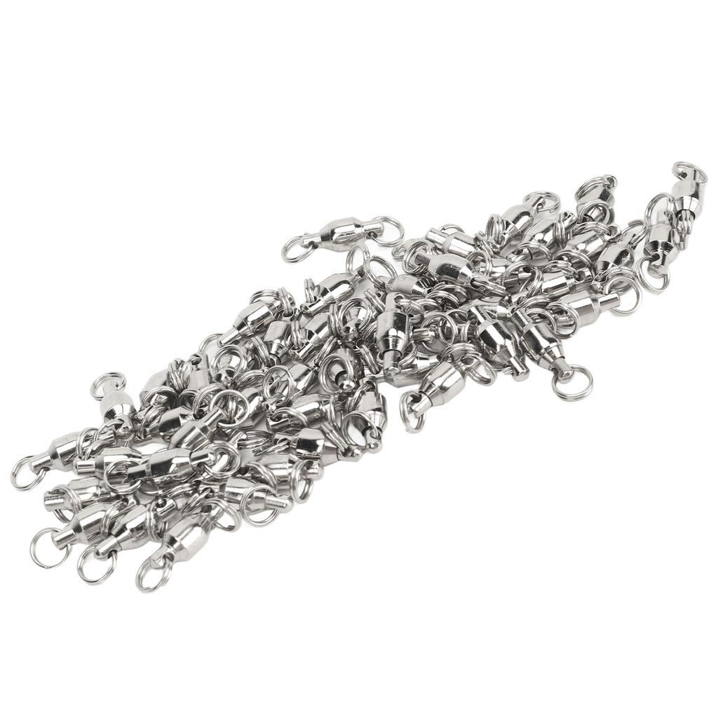50pcs Ball Bearing Swivels Connector High Strength Stainless Steel  Welded Rings Barrel Swivels