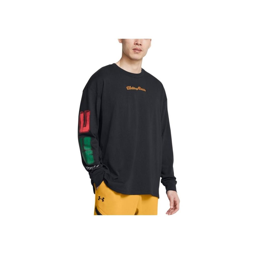 Under Armour Collegiate Script Comfortable Loose Long Sleeve T-Shirt Men Tops Black 1388093-001