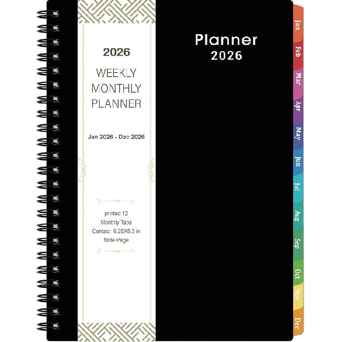 2026 Planner - Weekly & Monthly Planner 2026, Planner 2026, From January 2026 - December 2026, 6.25 in × 8.3 in, Flexible Cover, Twin-Wire Binding - 2026 Planner