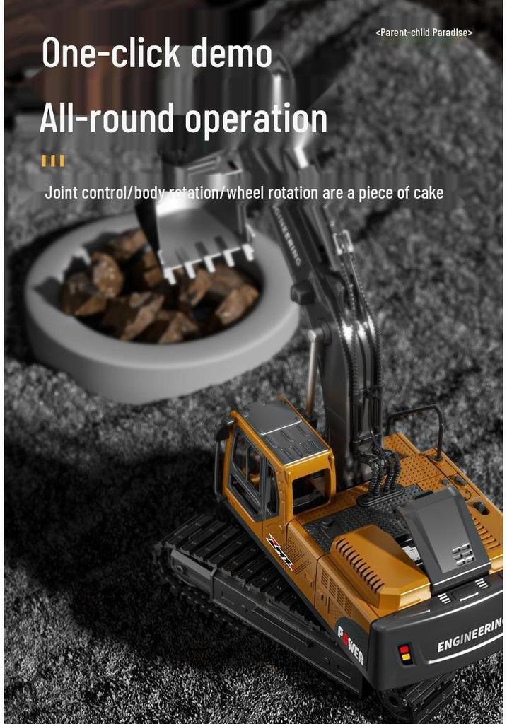 Remote Control Alloy Bulldozer Excavator Toy with Spray Function for Kids