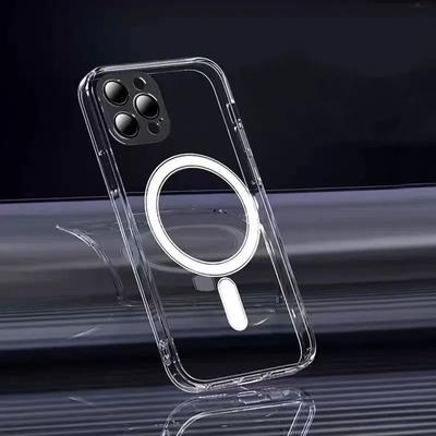 Pro Magsafe Luxusní Průhledný Akrylový Kryt Pro iPhone 15 14 13 12 11 Pro Max Plus Magnetický Kryt pro Bezdrátové Nabíjení s Ochranným Sklem Objektivu