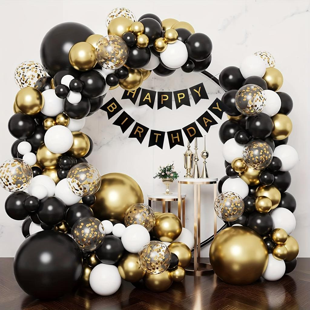 51Pcs Metallic Gold White Balloons Pearl Latex Balloon Gold Confetti Balloons for Birthday Weddings Baby Shower Party Decor