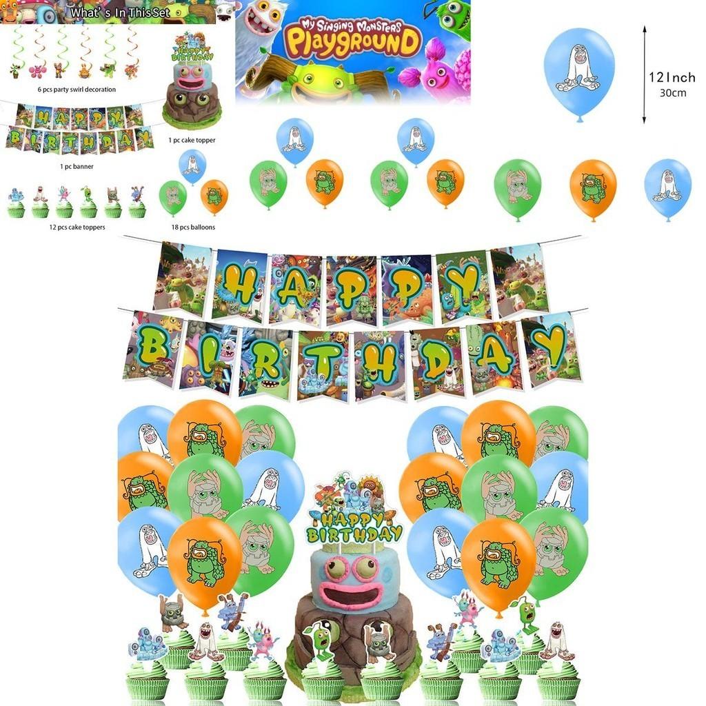 My Singing Monster Themen Geburtstag Banner Ballon Partyzubehör Dekorationen Set