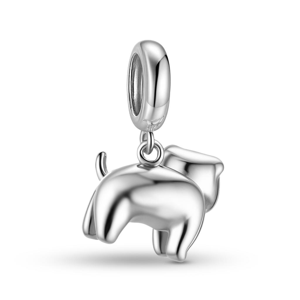 Ciondolo Cucciolo Carlino Carino Autentico Argento Sterling 925 Perline Animale Cane per Donne Braccialetto Charm Collana Creazione Gioielli