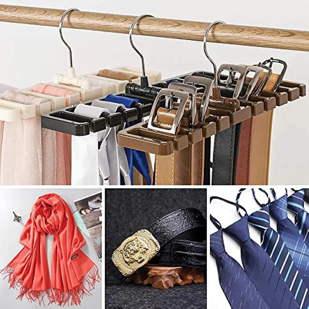 Closet Tie Racks Hangers,Multifunction Scarf Belt Holder Wardrobe Organizer Storage for Men Women Black