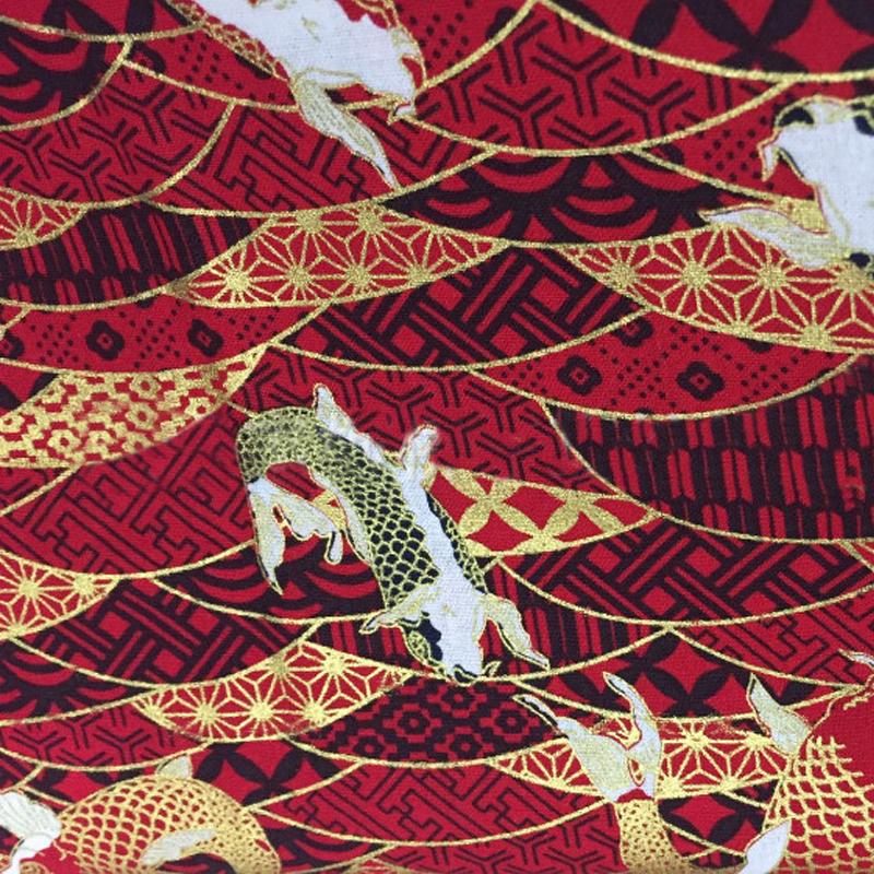 

100x150 см бронзовая ткань с принтом рыб кои в японском стиле, золотая рыбка, волнистый узор, ткань для кимоно своими руками, сумка чонсам, одежда 100x150cm