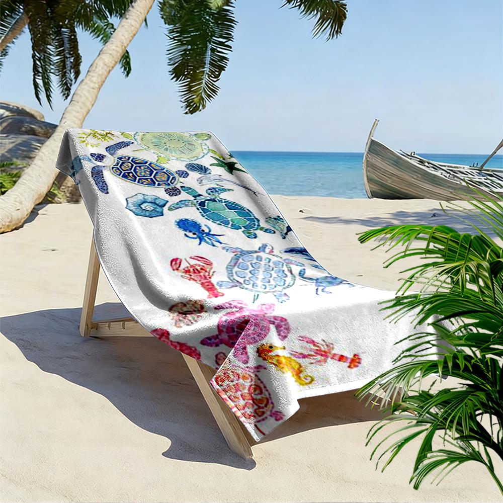 Colorful Sea Turtles and Marine Life Design - Beach towel quick-drying for travel outdoor sports jogging beach and swimming