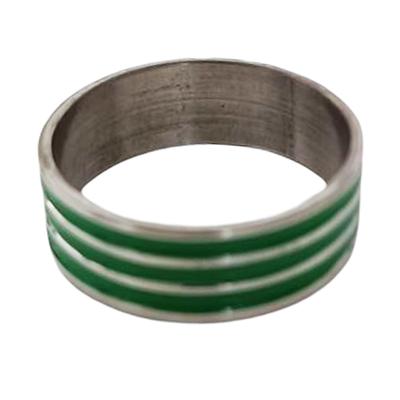 Steel Ring 'Peaceful' Silver Green - 7 Mm