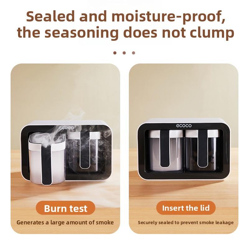 Wall-Mounted Seasoning Box Kitchen Spice Storage Set with Spoon for Household Use