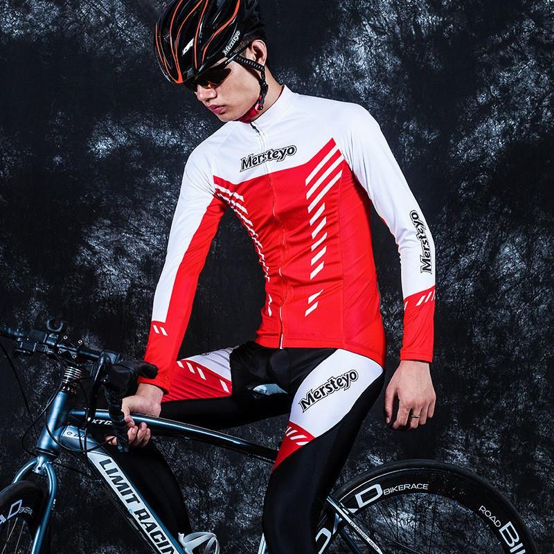 Mens Long Sleeve Cycling Jersey Shorts Set Quick Dry Breathable Mountain Road Bike Apparel