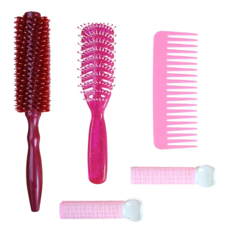 

5Pcs Hair Brush & Styling Comb Set Professional Barber Tools for All Hair Types Perfect for Styling,Grooming,Detangling 1
