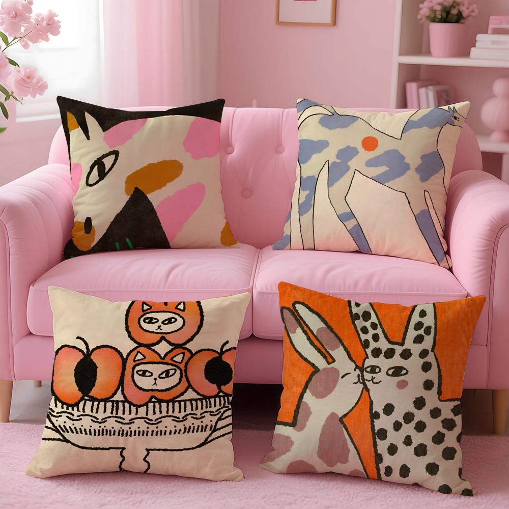 Vantage Abstract Anime Cute Pet Cat Dog Cushion Cover Pillow Case Soft Friendly Fabric Concealed Zipper