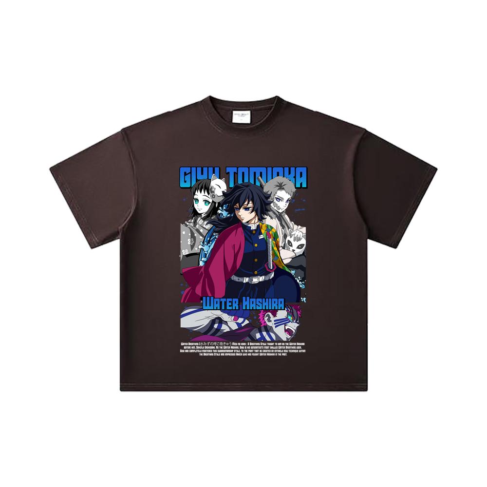 260 GSM Double Yarn 32 Count 100% Cotton Demon Slayer V20 Tomioka Print Unisex Heavy Cotton T Shirt