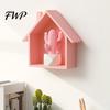 Bedroom Wall Decor Wood House Display Shelf, Mounted Decorative Floating Small Shelf Toys Dolls Organizer for Entryway, Living Room, Nursery