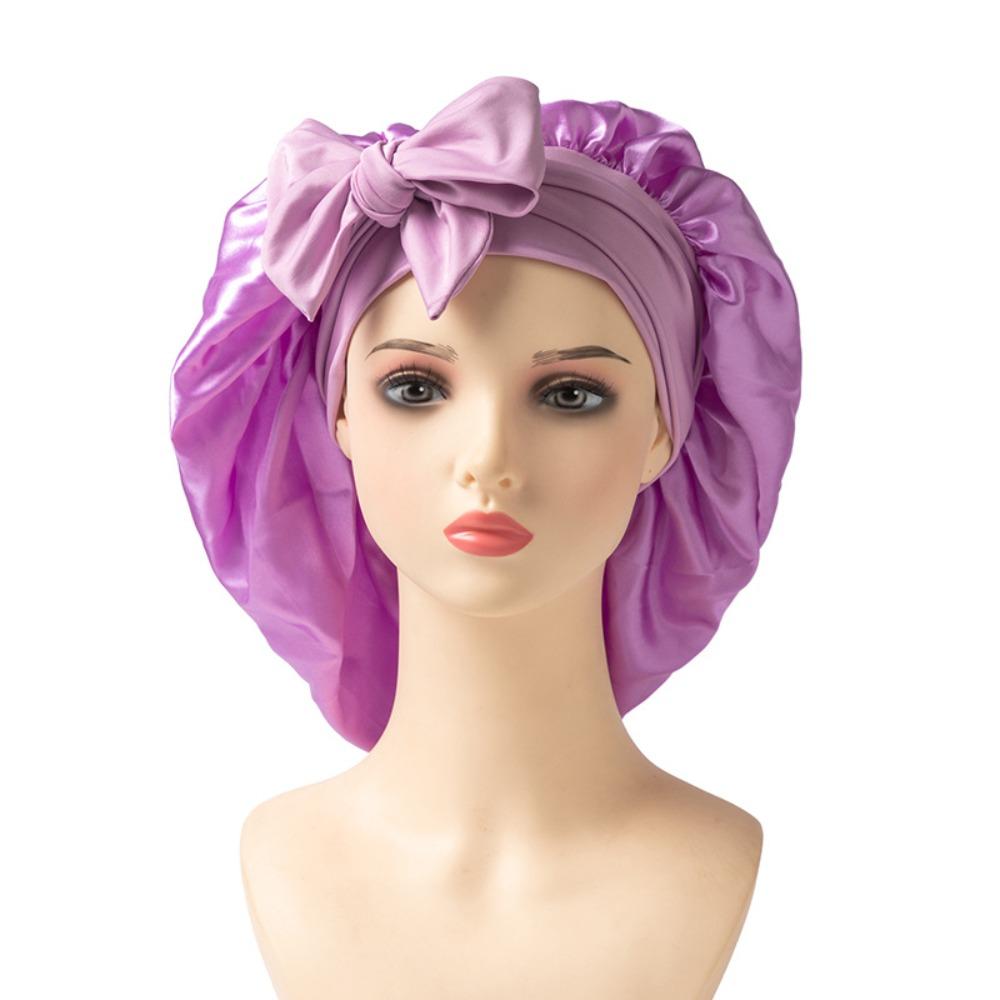 Solid Color Hair Care Cap Satin Material Satin Sleep Bonnet Protective Hair Bonnet For Women
