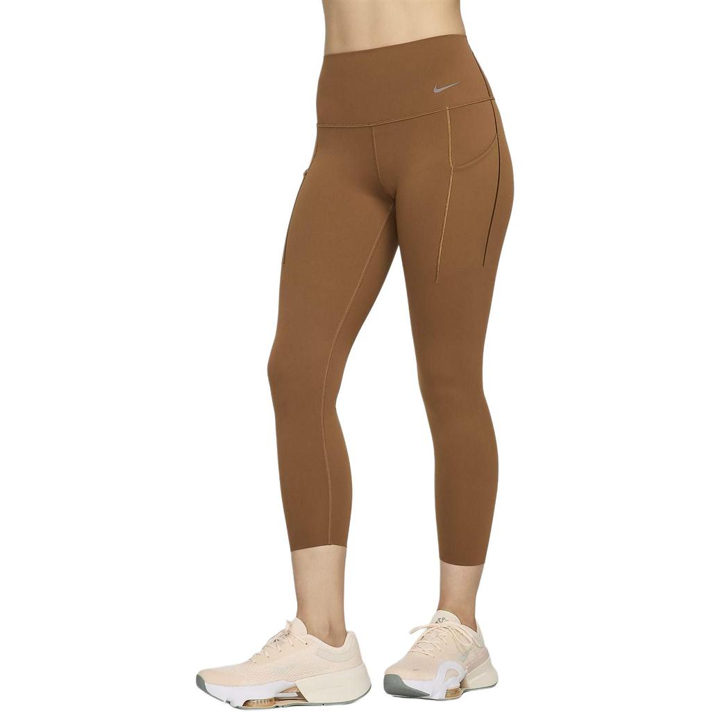 Nike Leggings Universali Traspiranti Asciugatura Rapida Vita Alta Tasca Donna Leggings Marrone Chiaro-Inglese DQ5898-281