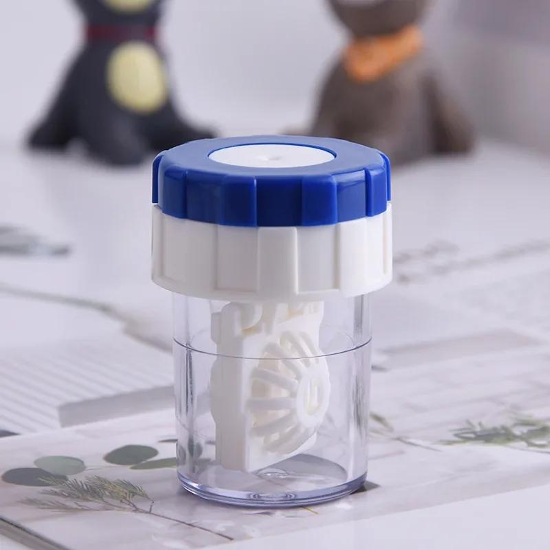 

1PC Contact Lenses Cleaning Tools Plastic Color Lens Container Storage Holder Manual Rotation Type Contact Lens Cleaner Case Box синий