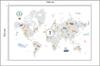 Photomural World Map With Cute Animals In Cartoon Style. Map For Nursery, Kids Room With Nature, Animals, Transports. Skandi Structural Vinyl 104x70.5