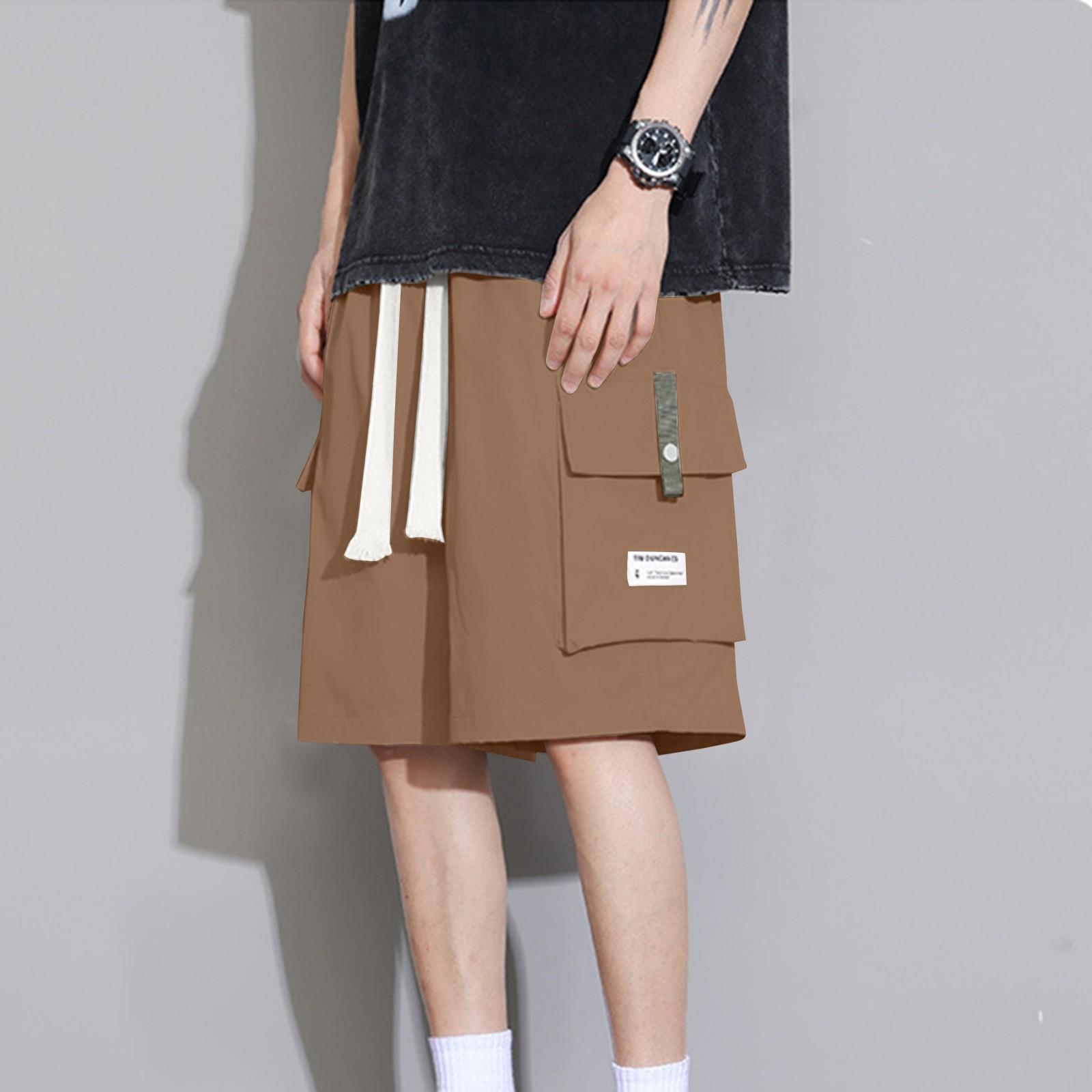 

Мужские спортивные штаны со шнуровкой, мужские шорты-карго, повседневные брюки M кофейный