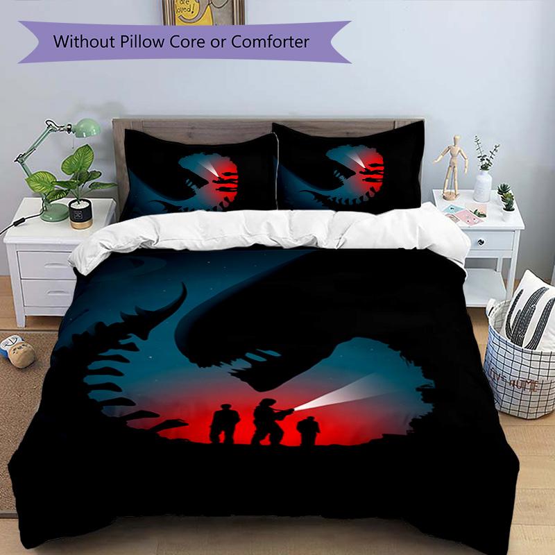 Alien 3pcs Bedding Set Duvet Cover Closure Includes 1 Duvet Cover & 2 Pillowcases for All Seasons Bedroom Home Dorm Decor