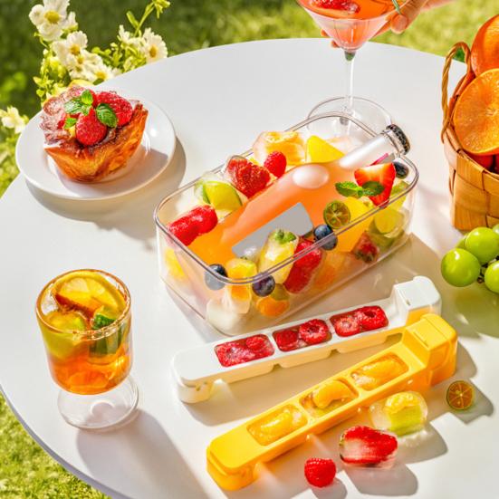 Forma na led s odnímatelným víkem Snadno vyjímatelná forma na led pro bary Rodinná BPA Free Stohovatelný výrobník ledu na koktejly Whisky Džus Čokoláda