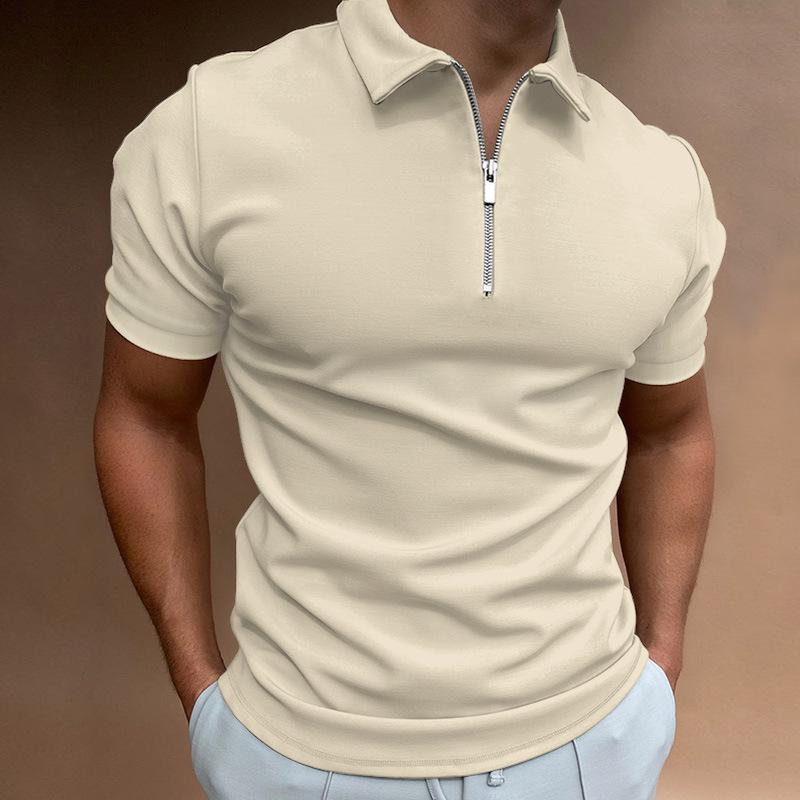 2023 Herren Slim-Fit Poloshirt: Einfarbig, Kurzarm, Umlegekragen, Europäischer & Amerikanischer Stil, Größen bis 5XL.